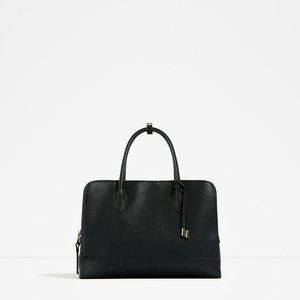 Zara Basic City Bag Black Faux Leather with Adjustable Strap